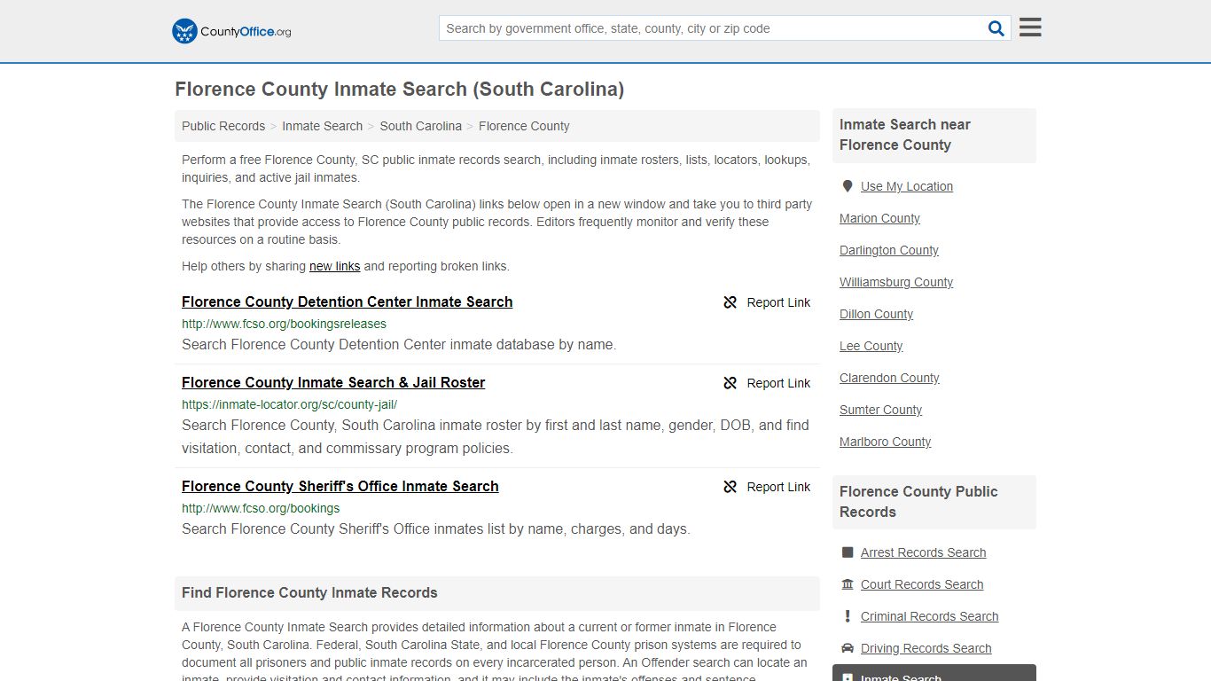 Inmate Search - Florence County, SC (Inmate Rosters ...